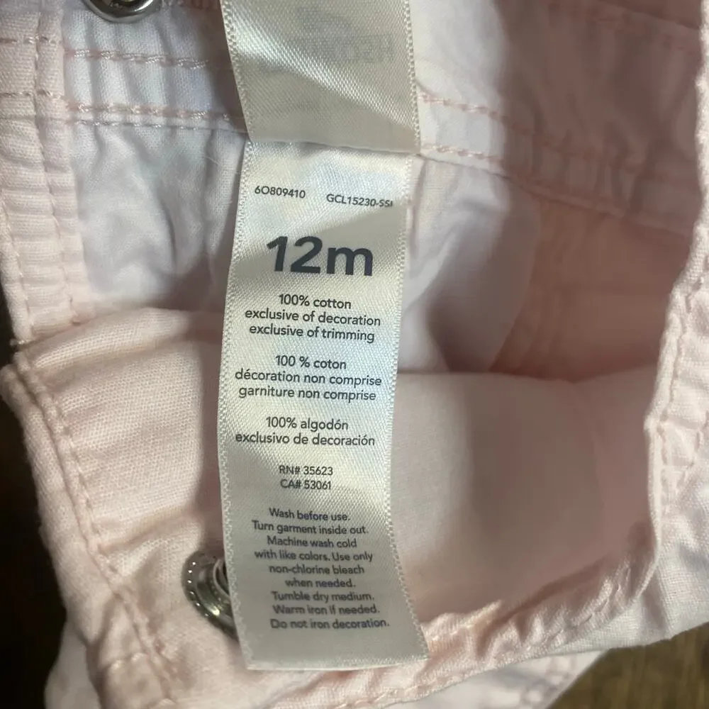OshKosh B'gosh light pink heart baby overall shorts‎ SIZE 12M